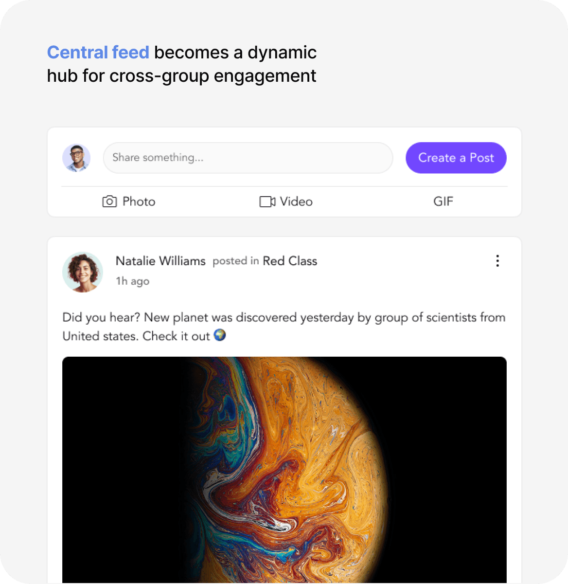 Central Feed screen 1
